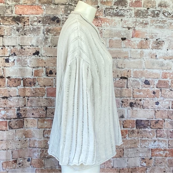 Knit Ribbed Sweater Drop Shoulder Off-WhiteSz Medium - Picture 6 of 10